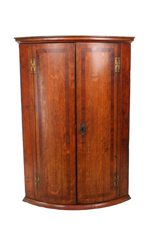 Georgian Oak Bow Front Corner Cupboard