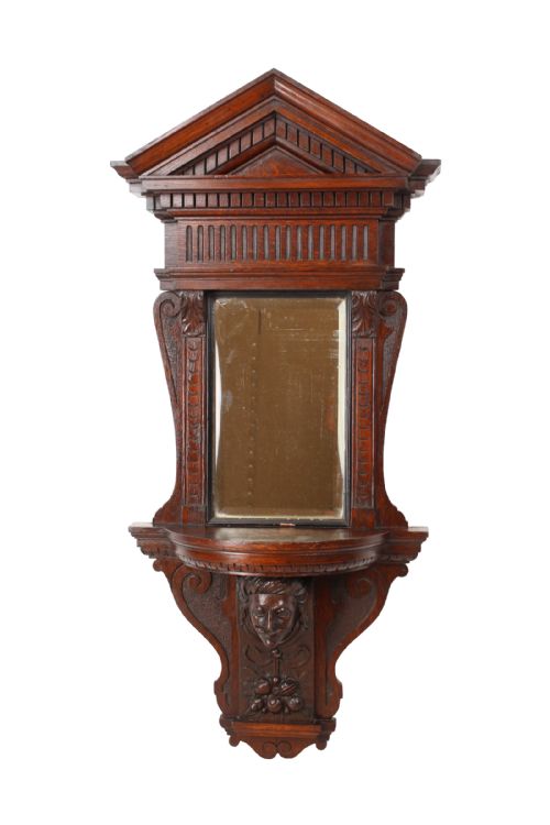 Victorian Oak Hall Mirror with Shelf