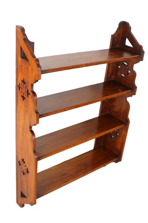 fig 1. Large Victorian Walnut Hanging Wall Shelf JAS Shoolbred