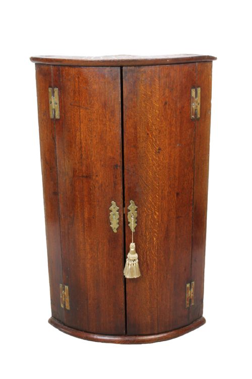 Georgian Oak Bow Front Corner Cupboard
