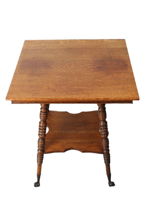 ANTIQUE AMERICAN OAK SIDE TABLE - ADDITIONAL PHOTO 1