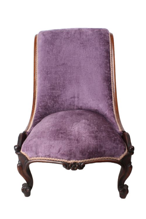 SMALL VICTORIAN ROSEWOOD SLIPPER CHAIR - ADDITIONAL PHOTO 1