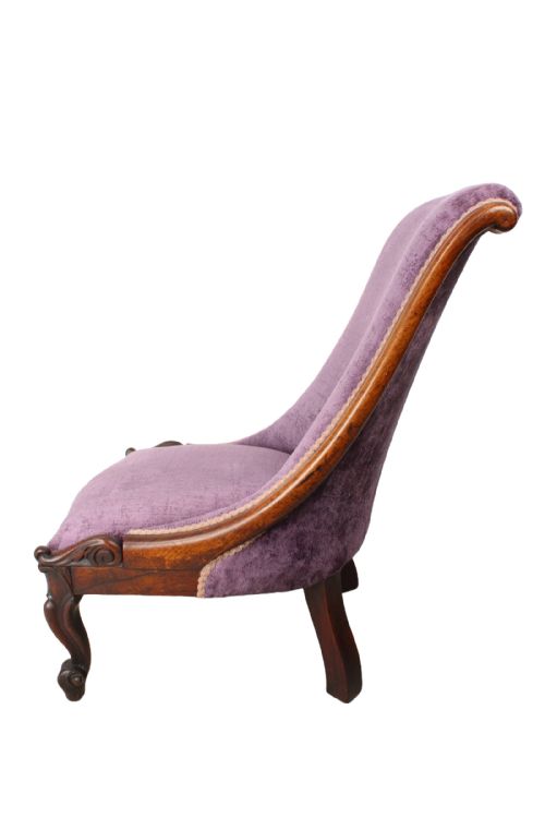 SMALL VICTORIAN ROSEWOOD SLIPPER CHAIR - ADDITIONAL PHOTO 3