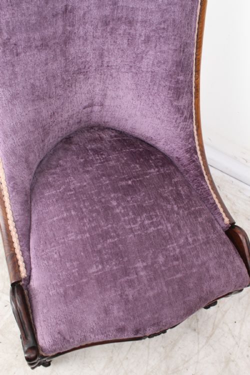 SMALL VICTORIAN ROSEWOOD SLIPPER CHAIR - ADDITIONAL PHOTO 7