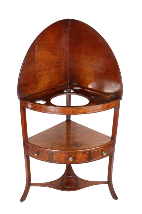 fig 1. Georgian Mahogany Bow Front Corner Washstand