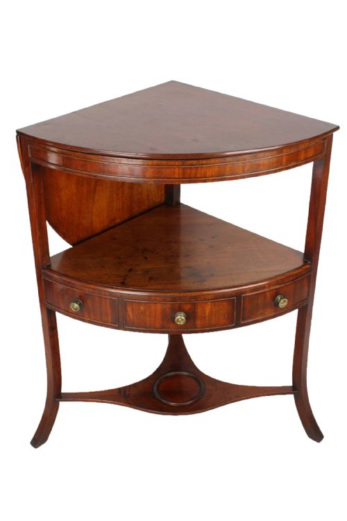 Georgian Mahogany Bow Front Corner Washstand