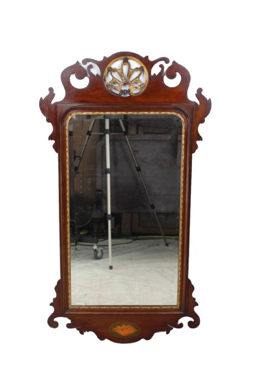 Large Edwardian Mahogany “Chippendale” Fretwork Mirror