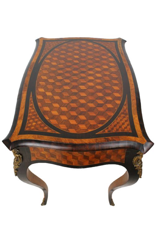 fig 2. Victorian Louis XV Revival Parquetry Inlaid Writing Table by JAS Shoolbred
