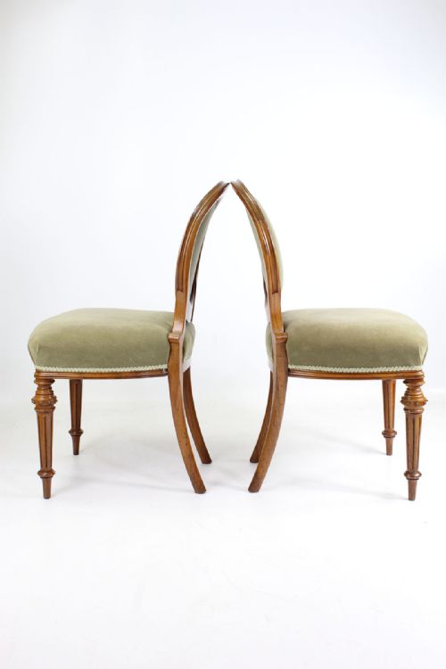 fig 1. Set 4 Antique Victorian Walnut Balloon Back Chairs by John Manuel & Son