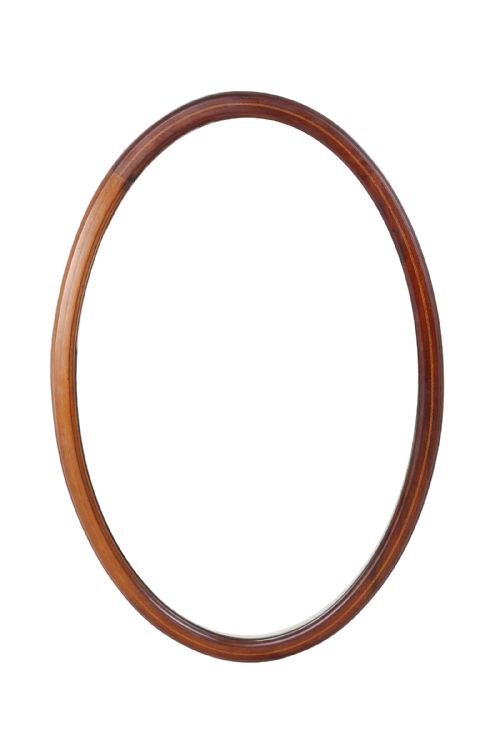Large Edwardian Mahogany & Inlaid Oval Mirror