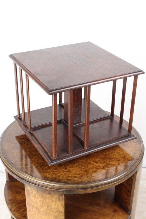 Small Edwardian Table Top Revolving Oak Bookcase