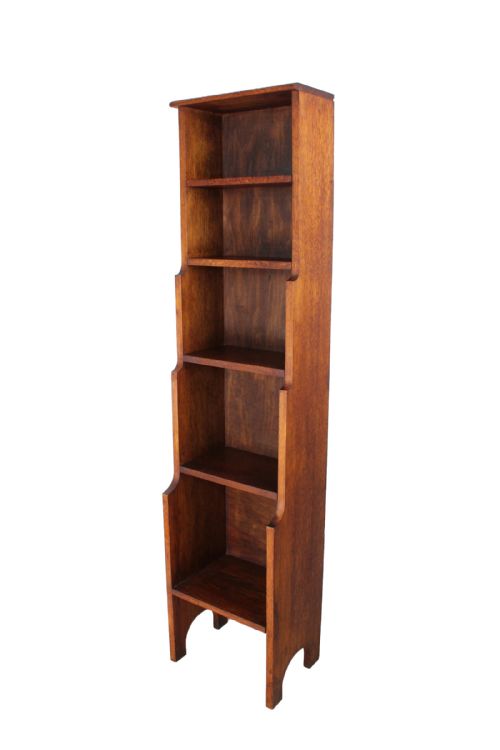 Tall & Slim Edwardian Oak Waterfall Bookcase