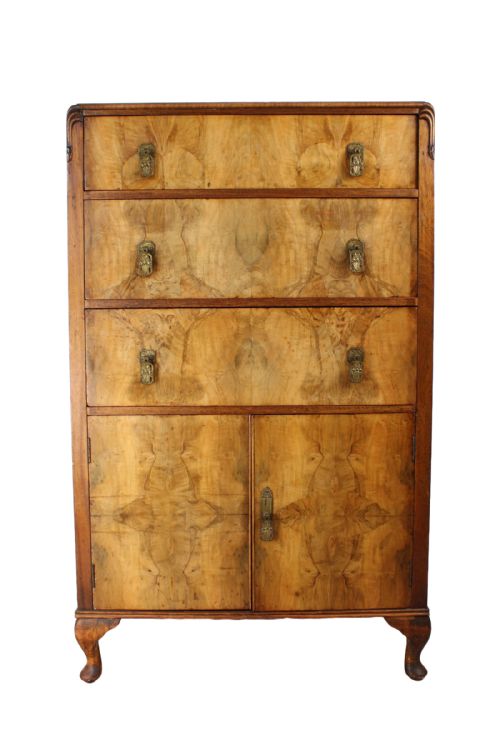 Art Deco Walnut Tallboy Chest Drawers