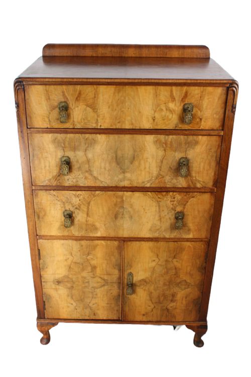 fig 1. Art Deco Walnut Tallboy Chest Drawers