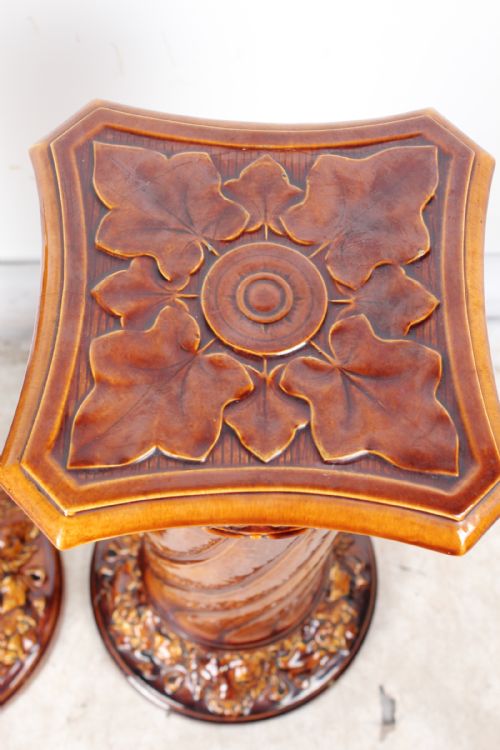 PAIR VICTORIAN WOODLESFORD ART POTTERY FAIENCE JARDINIRES - ADDITIONAL PHOTO 9