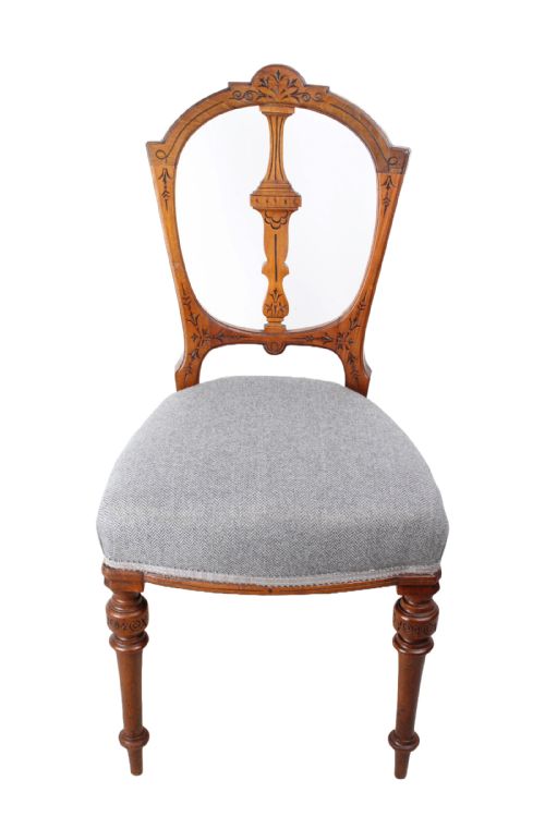 HARLEQUIN SET 6 WALNUT VICTORIAN BALLOON BACK CHAIRS - ADDITIONAL PHOTO 4