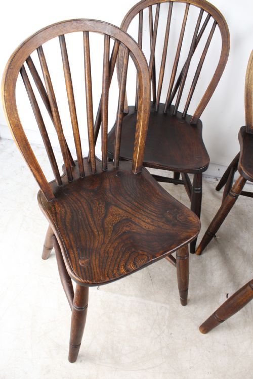 fig 1. Harlequin Set 4 Elm Hoop Back Windsor Chairs