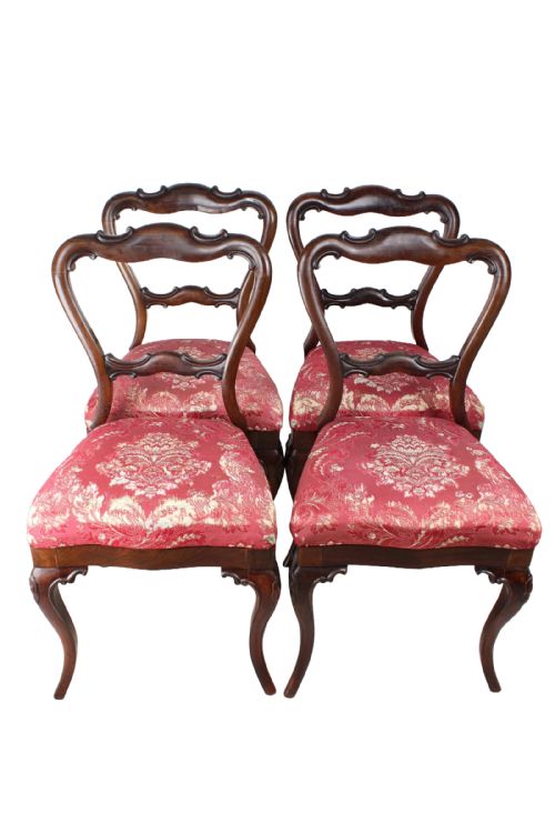 Set 4 Victorian Rosewood Balloon Back Chairs