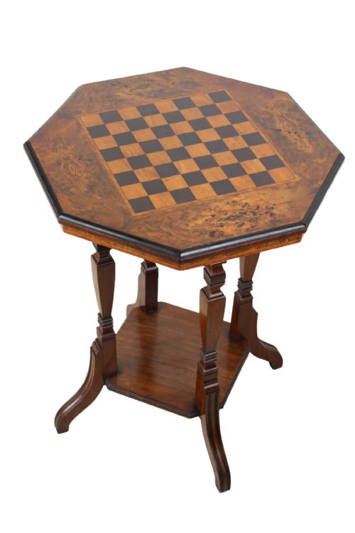 fig 1. Small Victorian Burr walnut Chess Top Table