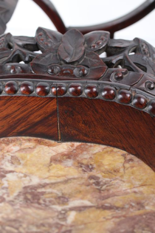 ANTIQUE CHINESE ROSEWOOD MARBLE TOP LAMP TABLE - ADDITIONAL PHOTO 5
