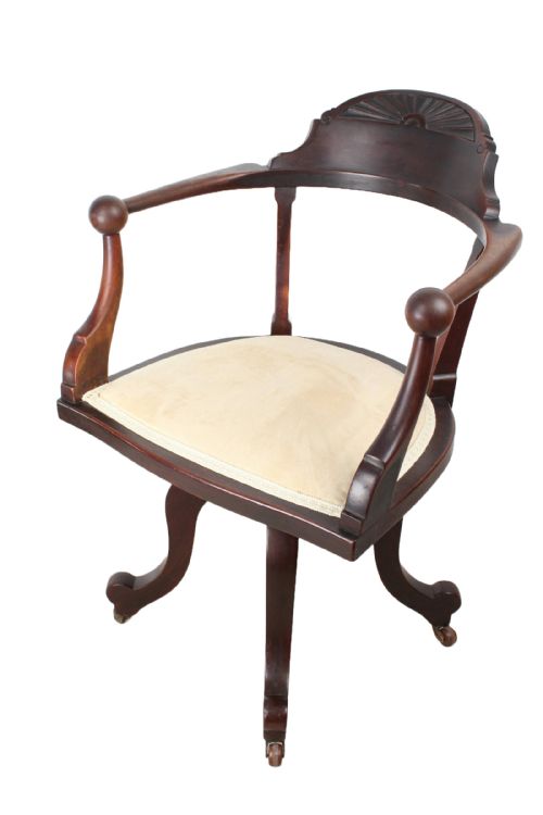 fig 1. Victorian Mahogany Revolving Office Desk Chair by CV Smith