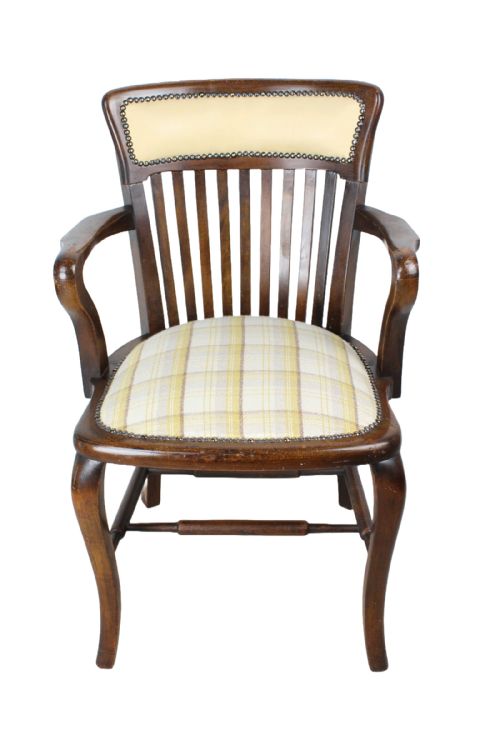 fig 1. Pair of Edwardian Oak & Beech Armchairs Tub Chairs