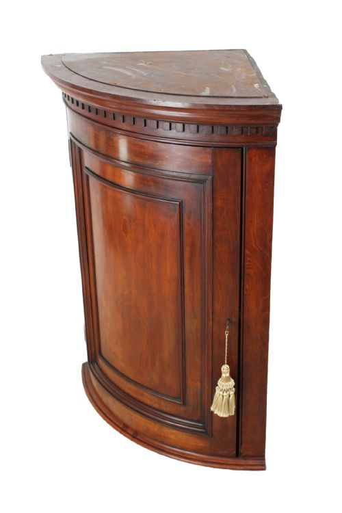 fig 1. Victorian Mahogany Bow Front Corner Cupboard