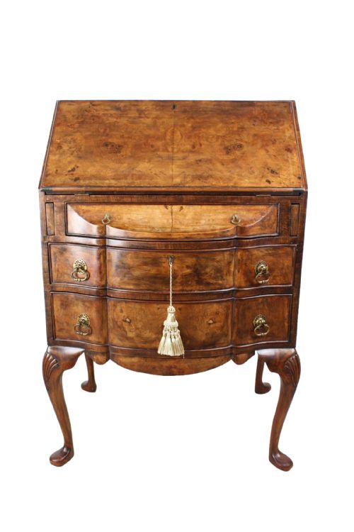 Antique Queen Anne Style Walnut Bureau