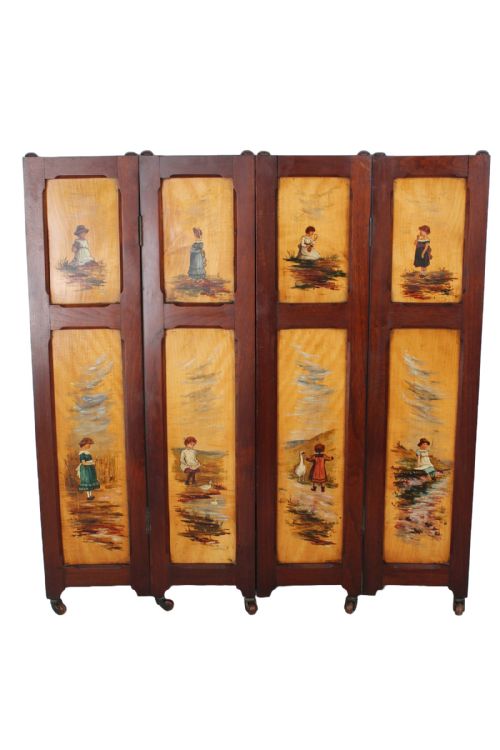 fig 1. Edwardian Arts & Crafts Painted Fire Screen