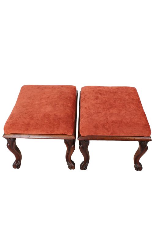 PAIR VICTORIAN MAHOGANY STOOLS - ADDITIONAL PHOTO 2