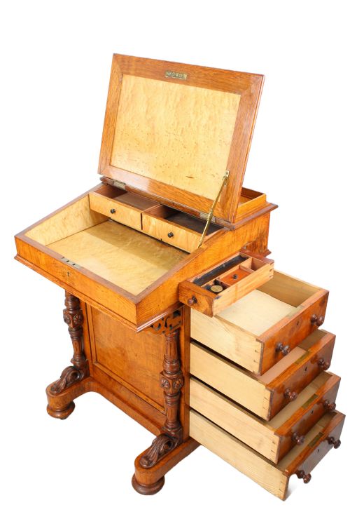 fig 1. Victorian Pollard and Burr Oak Davenport Desk