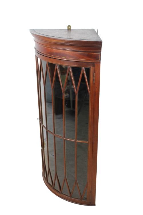 fig 1. Edwardian Inlaid Mahogany Bow Front Corner Cupboard
