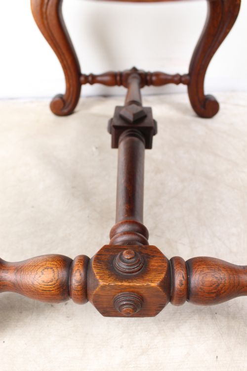 LARGE ANTIQUE EDWARDIAN LIONS HEAD CARVED OAK STOOL - ADDITIONAL PHOTO 7