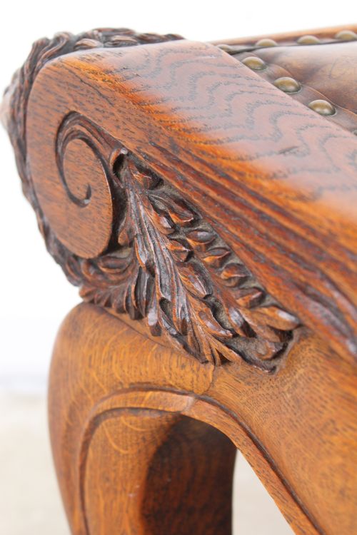 LARGE ANTIQUE EDWARDIAN LIONS HEAD CARVED OAK STOOL - ADDITIONAL PHOTO 13
