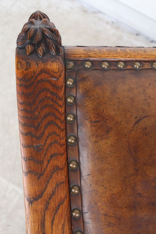 LARGE ANTIQUE EDWARDIAN LIONS HEAD CARVED OAK STOOL - ADDITIONAL PHOTO 15