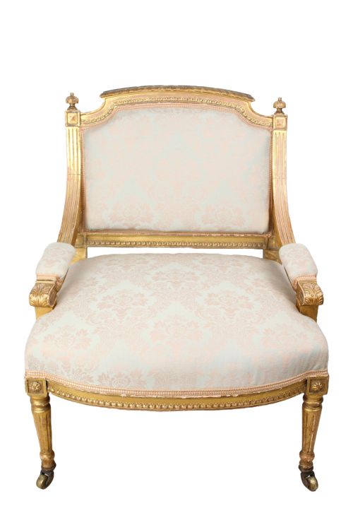 fig 1. Antique French Gilt Wood Fauteuil Armchair