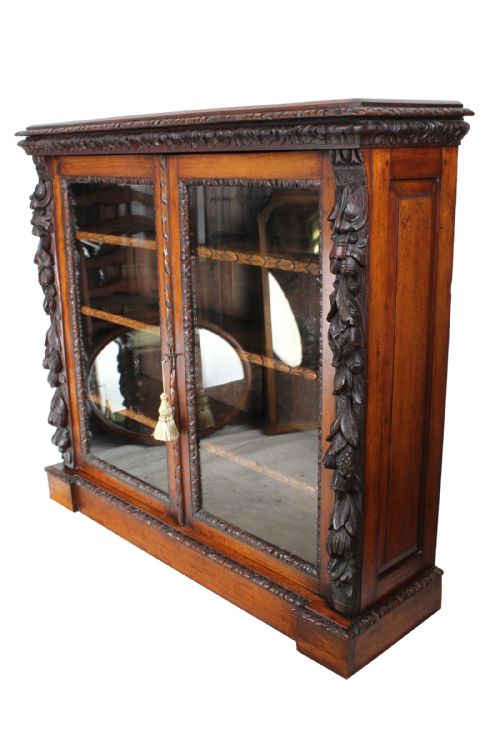 fig 1. Antique Victorian Carved Oak Bookcase