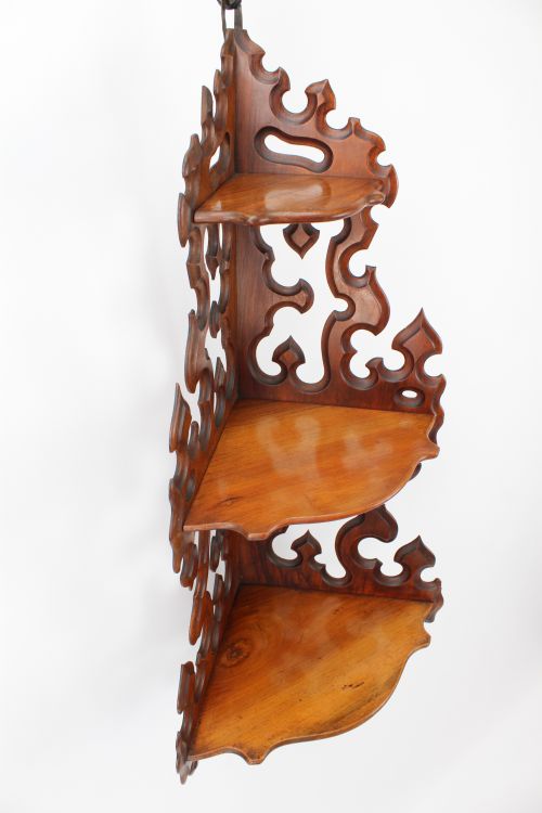 fig 1. Victorian Carved Walnut Hanging Corner Shelf