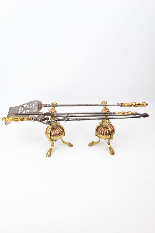 fig 1. Victorian Brass & Steel Fire Tool Companion Set