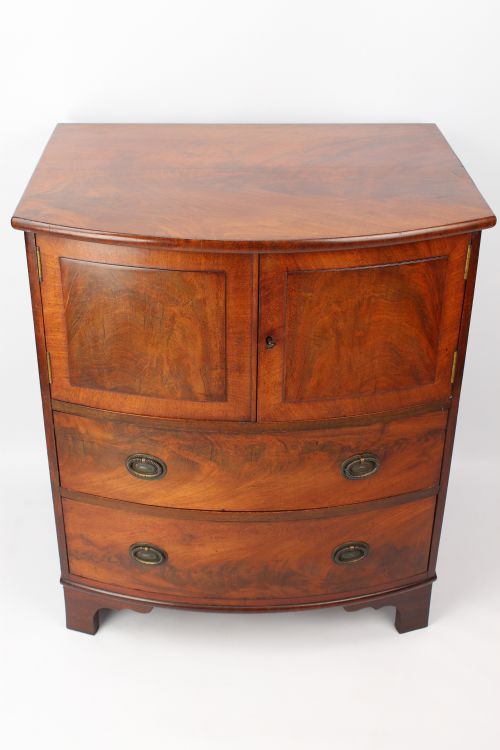 Antique Georgian Mahogany Bow Front Side Cabinet