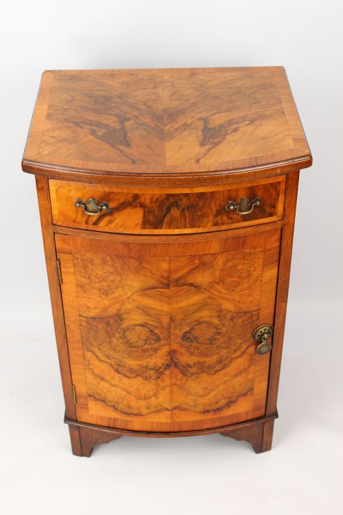 Antique Burr Walnut Bedside Cabinet Pot Cupboard