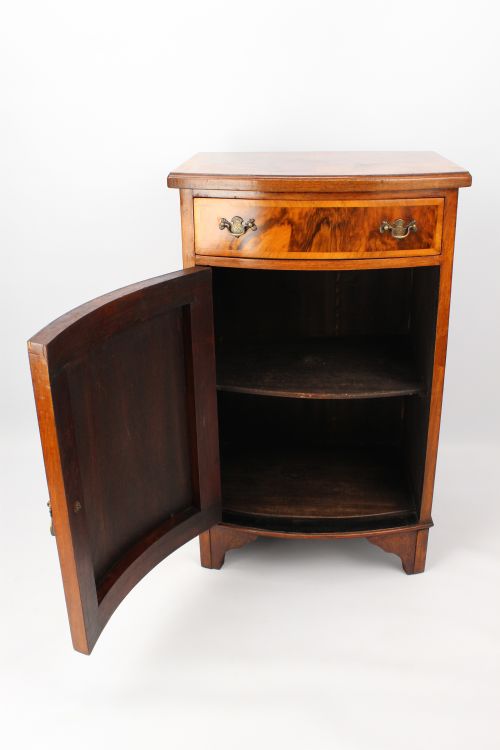 fig 1. Antique Burr Walnut Bedside Cabinet Pot Cupboard