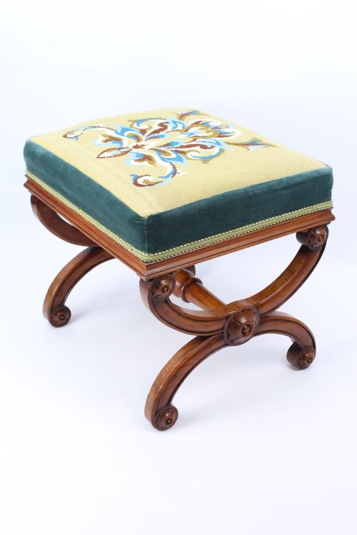 Victorian Walnut X-framed Dressing Stool