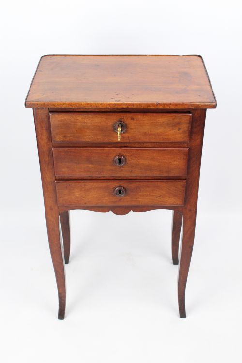 fig 1. Antique French Fruitwood Bedside Chest Drawers Nightstand