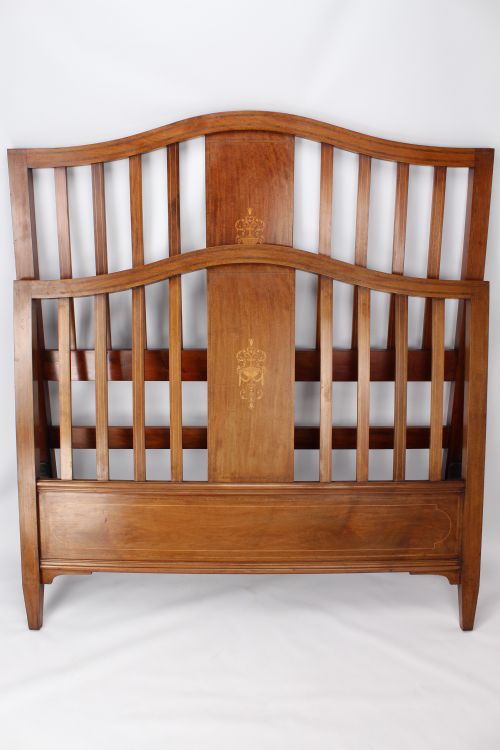 Antique Edwardian Mahogany Inlaid Double Bed Vono Bedstead Bedframe