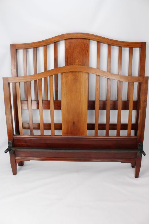 fig 2. Antique Edwardian Mahogany Inlaid Double Bed Vono Bedstead Bedframe