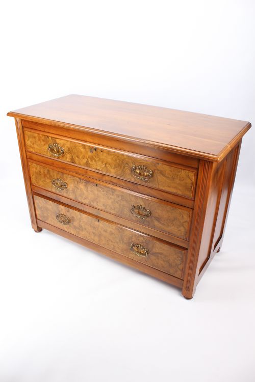 fig 1. Victorian Burr Walnut Chest of Drawers