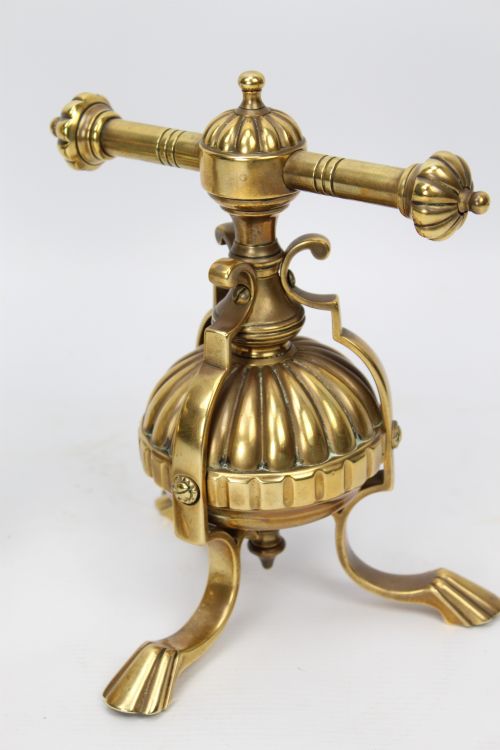 PAIR VICTORIAN BRASS FIRE TOOL DOGS JAMES CARTLAND SONS - ADDITIONAL PHOTO 2