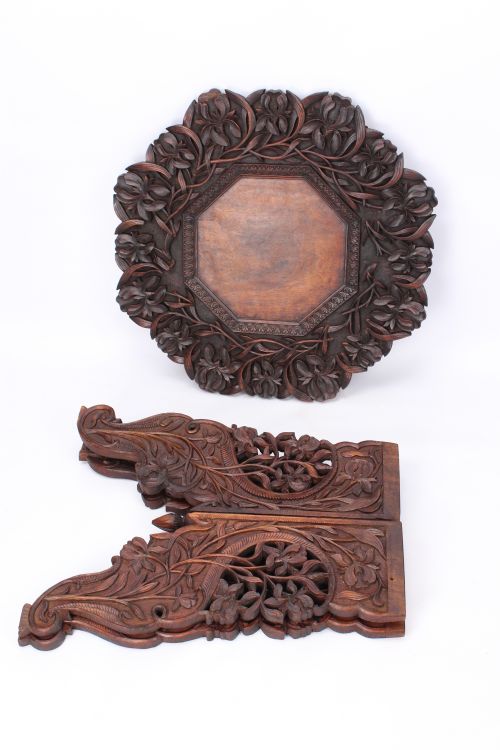 LARGE ANTIQUE ANGLOINDIAN FOLDING TEAK SIDE LAMP TABLE - ADDITIONAL PHOTO 3