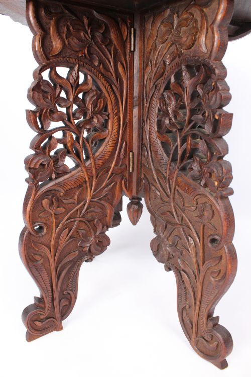 LARGE ANTIQUE ANGLOINDIAN FOLDING TEAK SIDE LAMP TABLE - ADDITIONAL PHOTO 7
